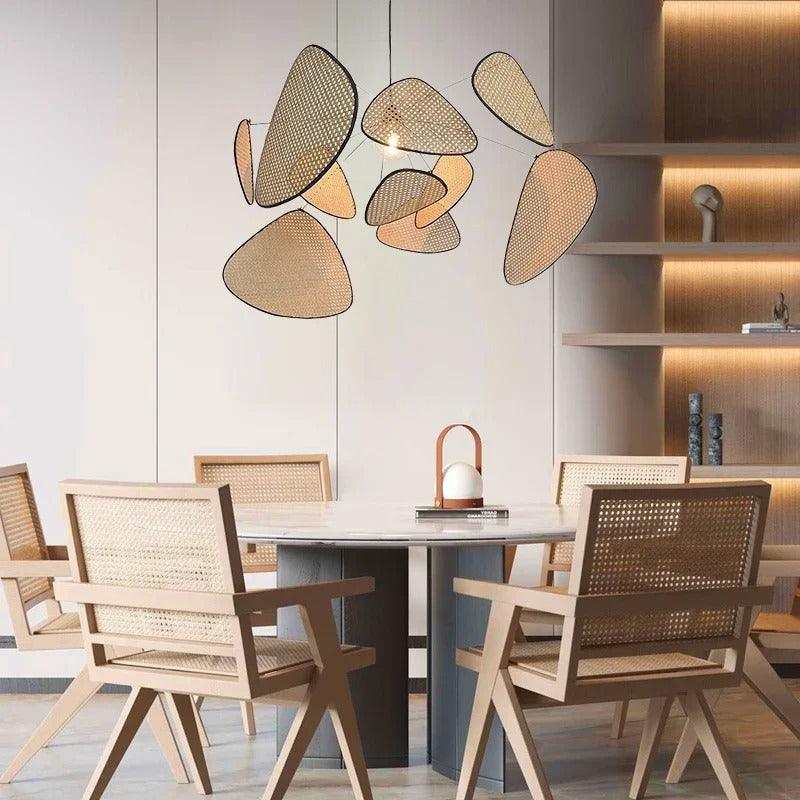 French 'Les éclats' Pendant Lamp | Metal & Rattan - JUGLANA