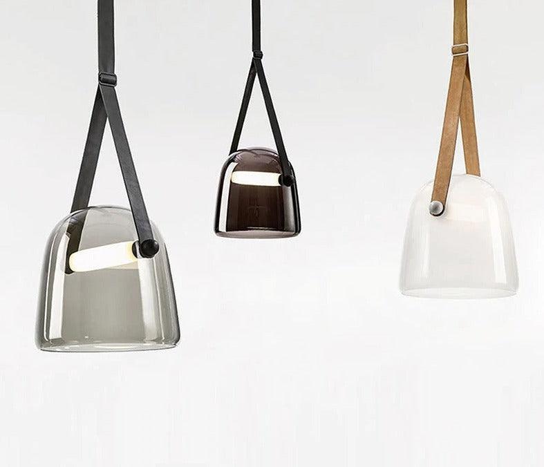 Hanging Pendant Light | Glass, Leather - JUGLANA