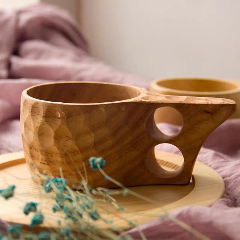 Tazza Di Legno Kuksa Fatta A Mano In Stile Nordico, Tazza Di Legno Da Viaggio Portatile Tazza Di Legno, Campeggio Escursionismo Tazza Di Tè Di Sopravvivenza Ecologica Fatta A Mano (A1 - Foto 14