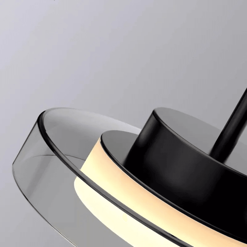 Modern Disk Pendant Light | Glass & Iron - JUGLANA