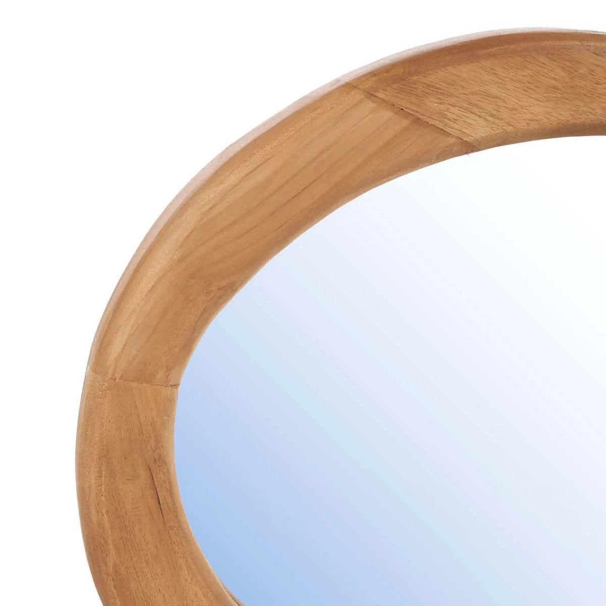Teak Wood Wall Mirror - Organic Style, Natural Finish - Medium