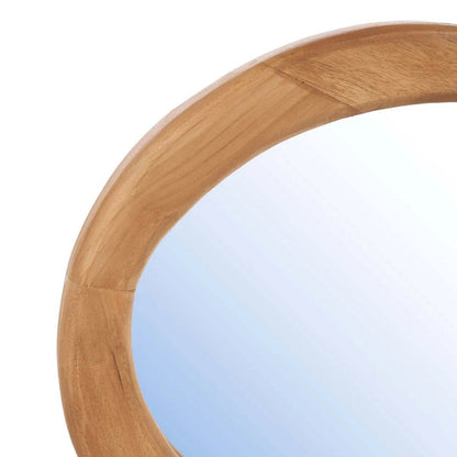 Teak Wood Wall Mirror - Organic Style, Natural Finish - Medium