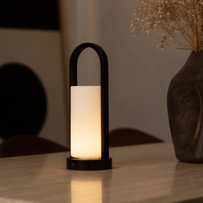 Scandinavian Wooden Table Lamp – Cordless Dimmable LED, Dark Brown