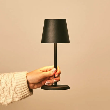 Cordless Table Lamp - Dimmable Black Metal Accent Light