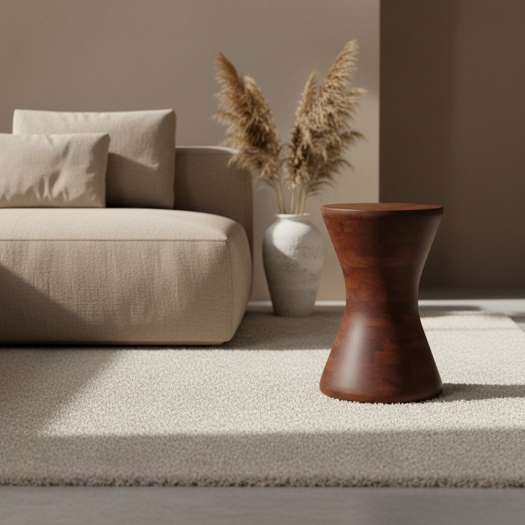 Mango Wood Stool Side Table – Natural Finish, Versatile Accent