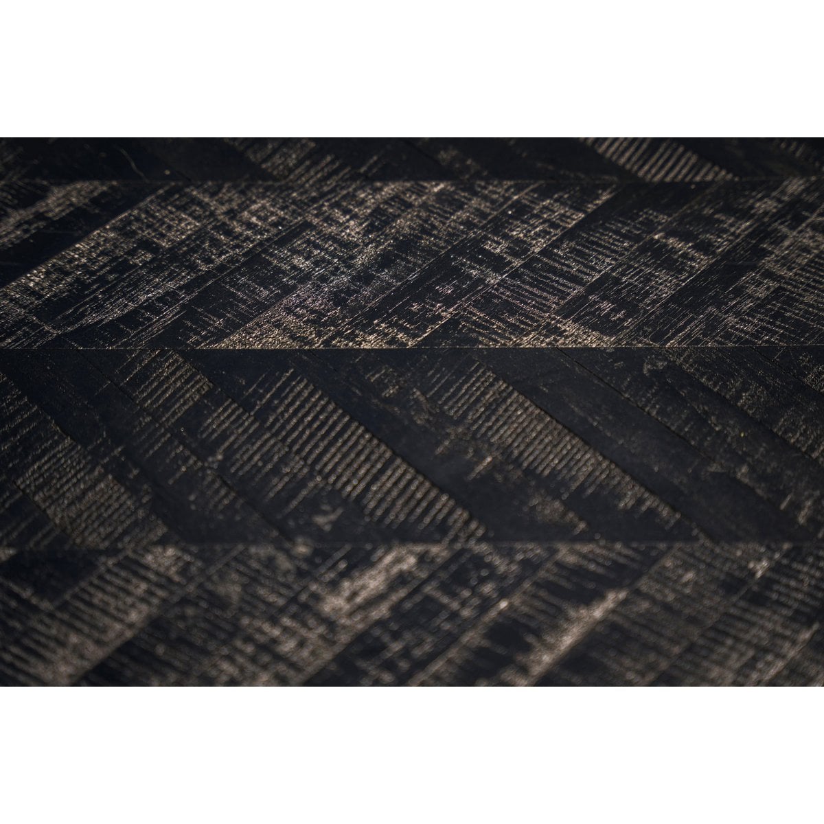 Teak Herringbone Console Table – Black Iron High Table, 140cm