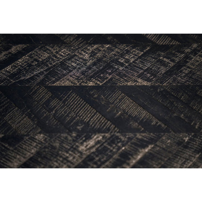 Teak Herringbone Console Table – Black Iron High Table, 140cm