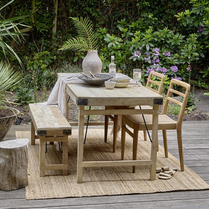 Limewash Folding Dining Table - Rustic Indian Style, Space Saving