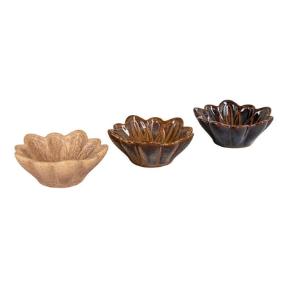 Ceramic Bowls Set - Small Beige, Brown, and Dark Brown - ø8.5cm