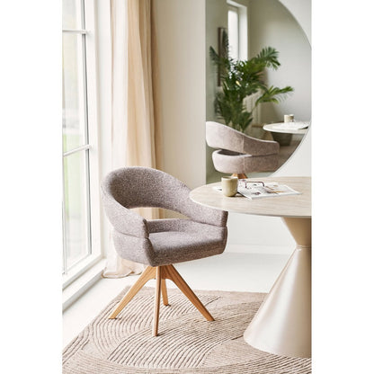 Dover Dining chair with swivel, brown, natural oak legs, HN1323
