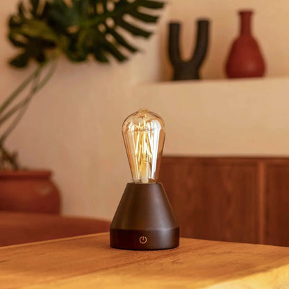 Zavi Dark Brown Rechargeable Table Lamp | LED, Cordless & 80-Hour Battery Life