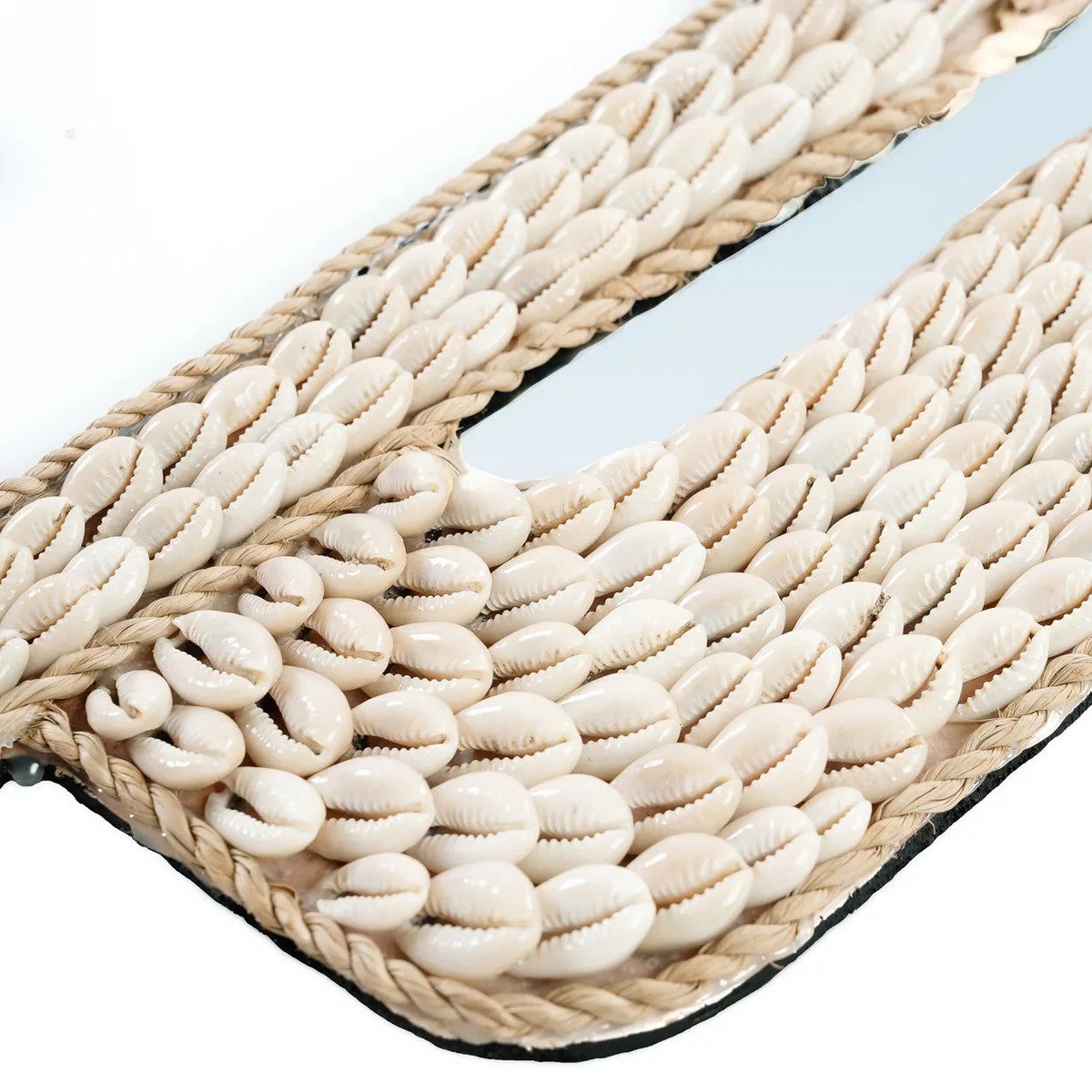 Cowrie Shell Wall Mirror – Cactus Shape, White Accent Decor