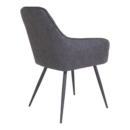 Grey PU Leather Dining Chairs - Modern Steel Frame - Set of 2