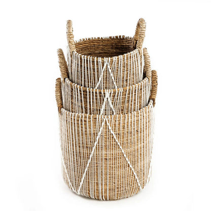 Seagrass Macrame Storage Basket - Small Woven Decorative Basket