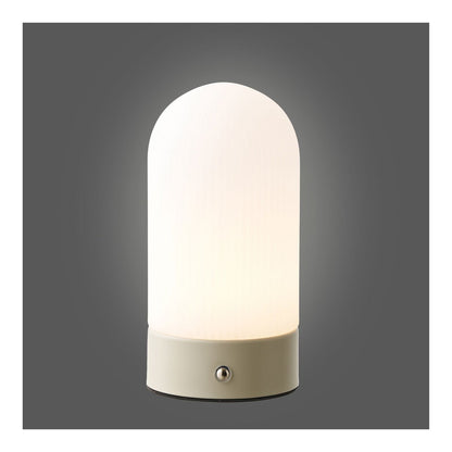 Ashford Table lamp, metal/PE, rechargeable, beige/white