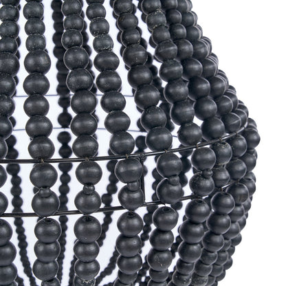Wood Bead Chandelier - Black Teardrop Ceiling Light - Medium