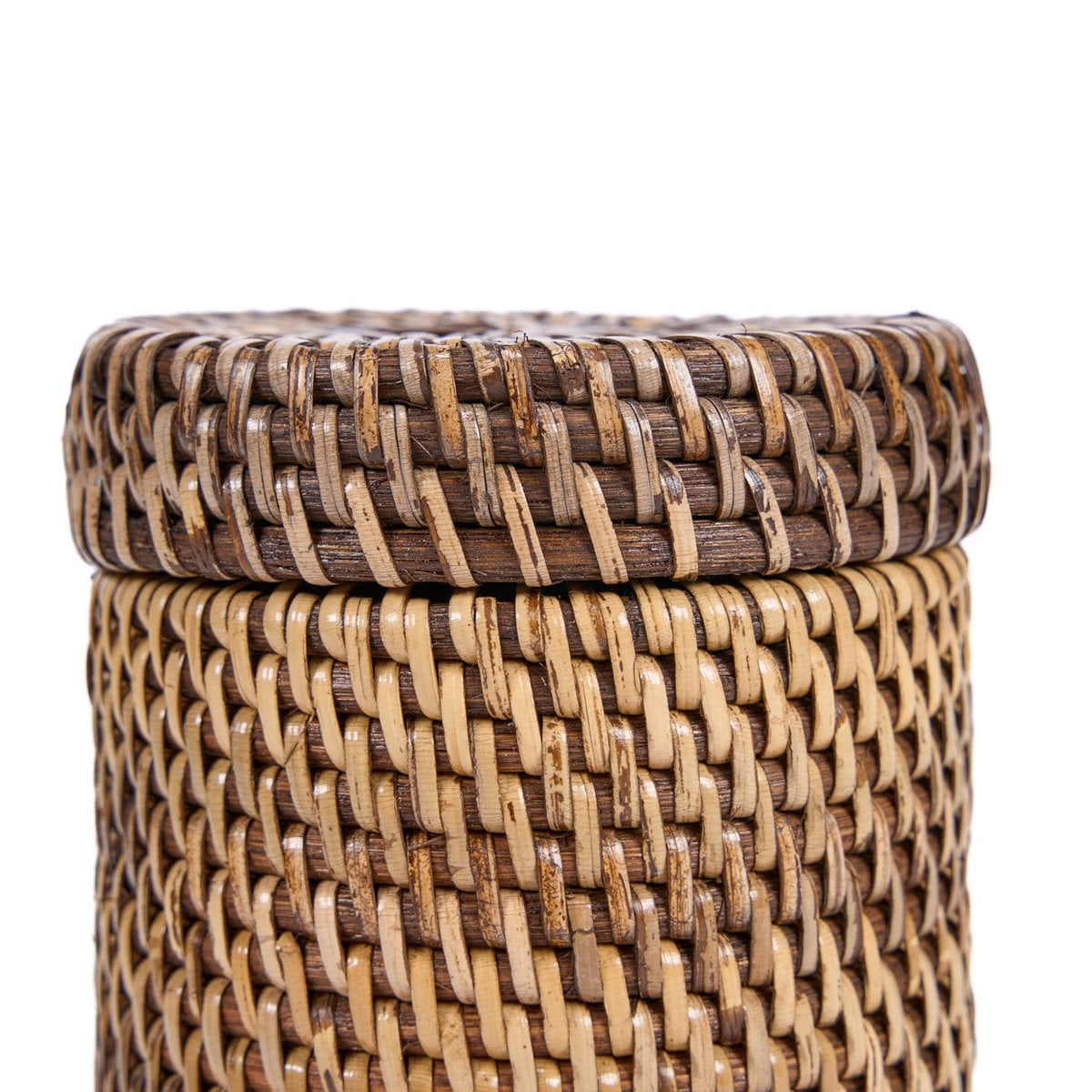 Rattan Storage Canister – Natural Brown Woven Jar with Lid