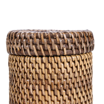 Rattan Storage Canister – Natural Brown Woven Jar with Lid