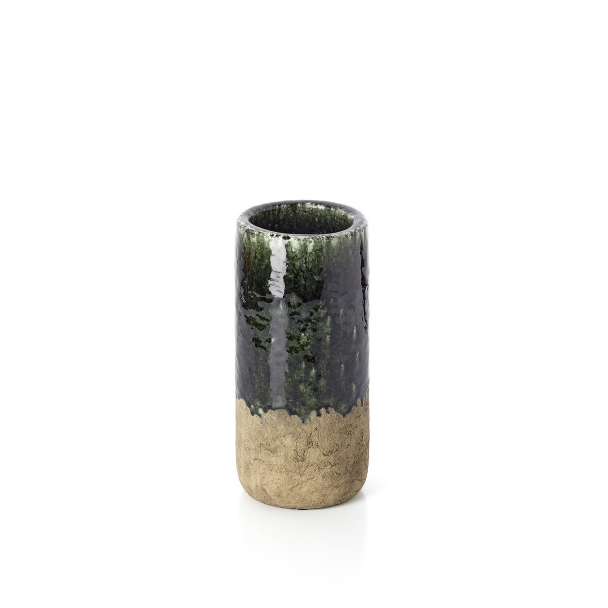 The Moss Cylinder Vase - Concrete Green - M