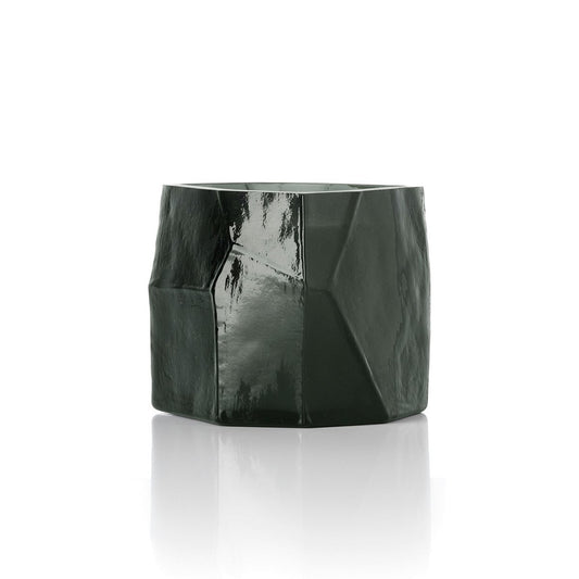 Smoke Glass Candle Jar - Faceted Design