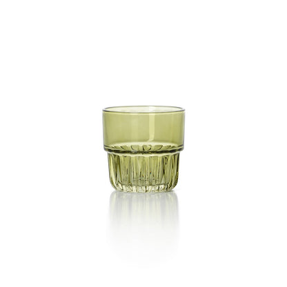 Green Faceted Glass Tumbler - Sustainable Drinkware for Home & Bar