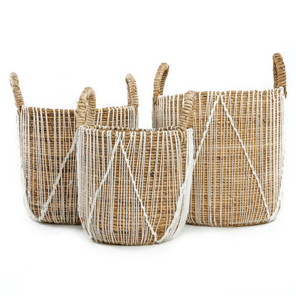 Seagrass Macrame Storage Basket - Small Woven Decorative Basket