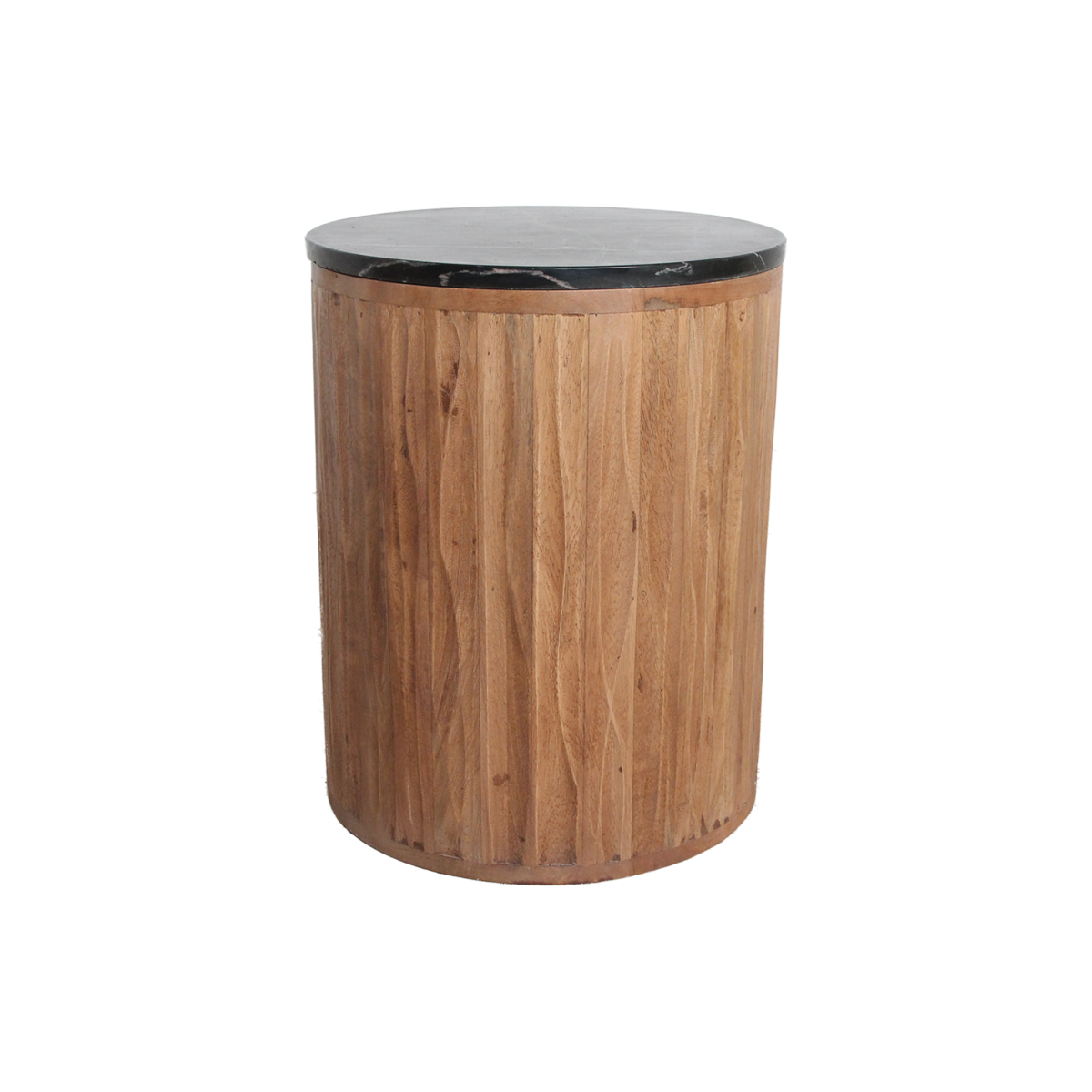 Black Marble Side Table - Mango Wood Base, 40x40x50 cm