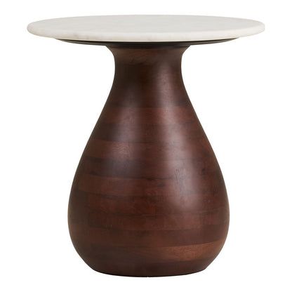 Heide Side table, mango wood/marble, dark brown/white, ø40x41 cm