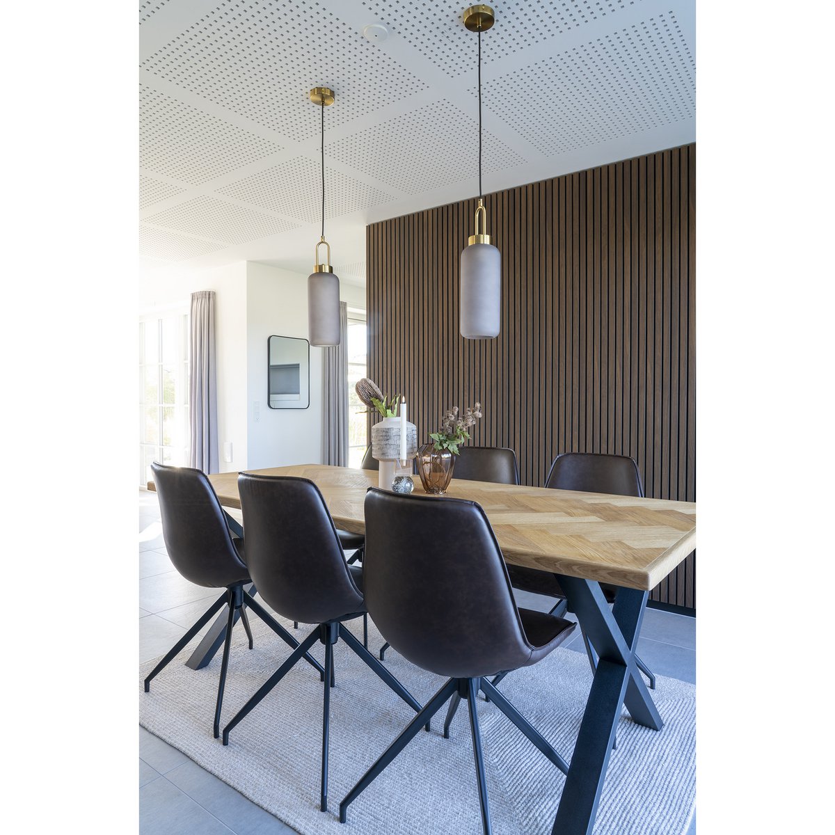 Monaco Dining Chair - Dark Brown, PU/Steel, 56x48x86 cm - Set of 2