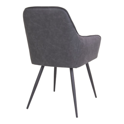 Grey PU Leather Dining Chairs - Modern Steel Frame - Set of 2