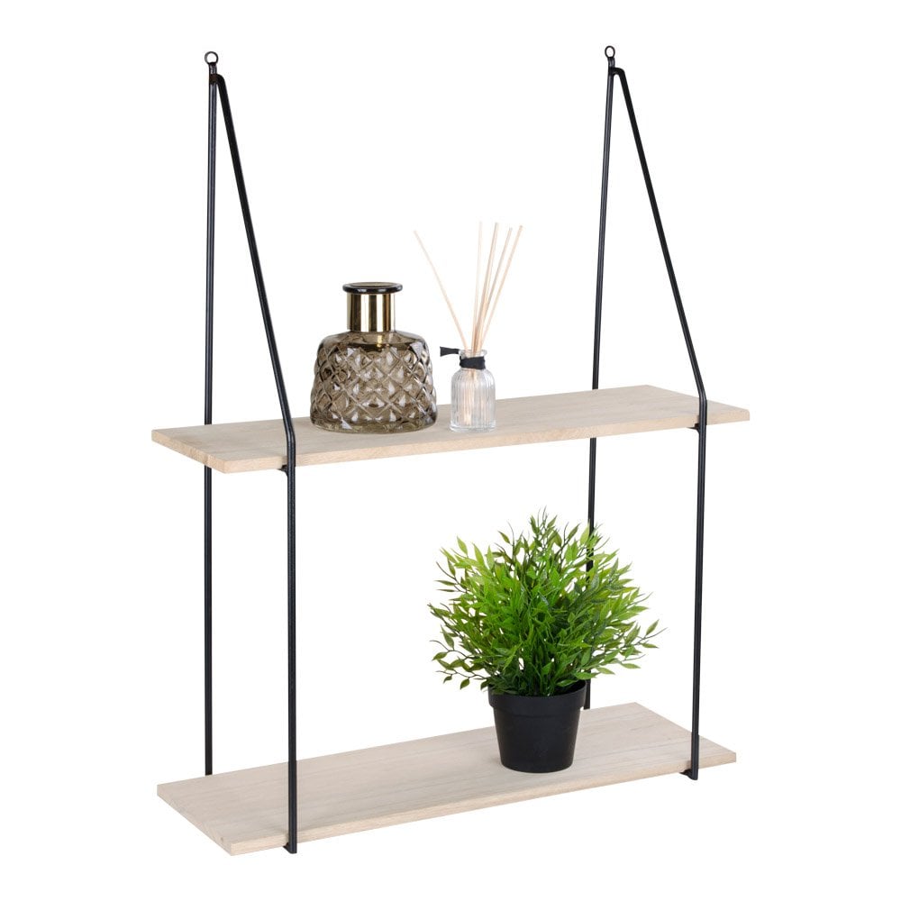 aag Shelf - Steel, Paulownia, Black/Natural - 55x21x72 cm