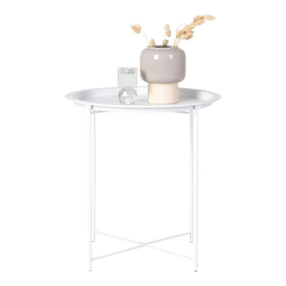 Bastia Side Table - Steel, White - Ø47x50 cm