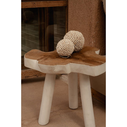 Rattan Side Table - Natural White Organic Accent Table