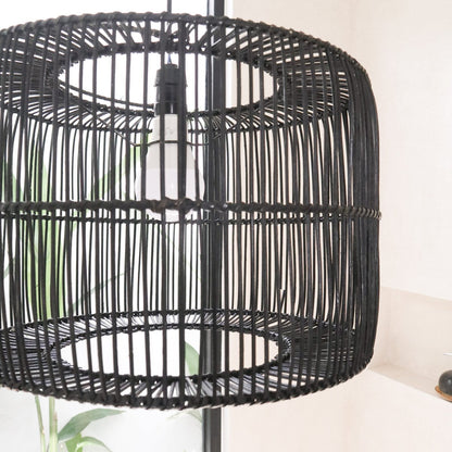 Lampshade Black Rattan Ceiling Lamp Pendant Handmade from Natural Fibres LIKU (2 sizes)