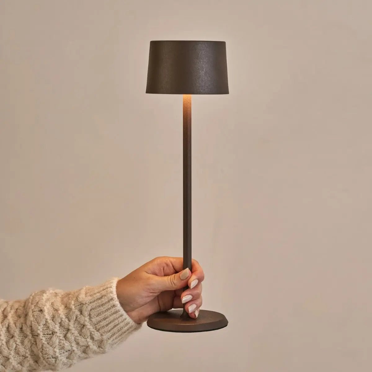 David Mocha Brown Rechargeable Table Lamp 2 in 1 with Adjustable Height | Dimmable & Cordless