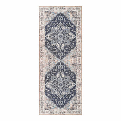 Chenille Hallway Runner - Blue Patterned Hallway Rug, 80x200 cm