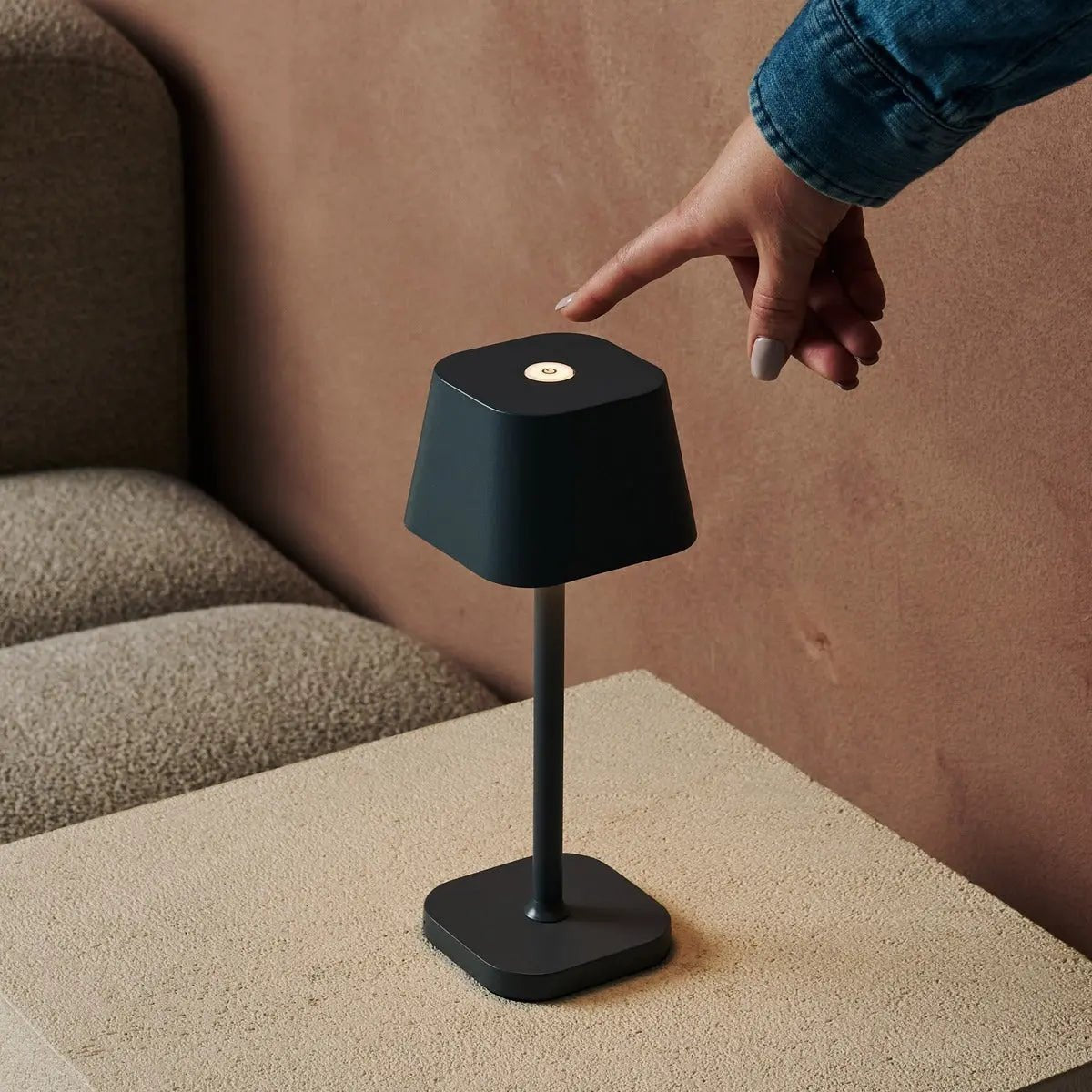 Ava Stone Grey Rechargeable Table Lamp | Stylish, Cordless Lamp & Dimmable