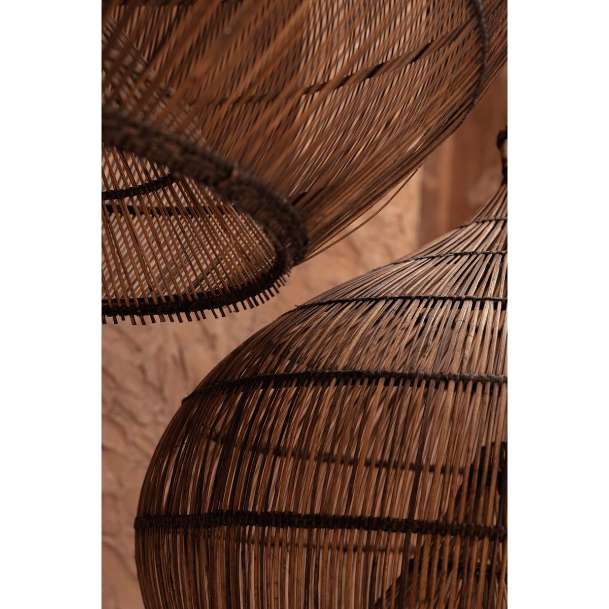 Rattan Pendant Light - Dark Walnut Gourd Shape - Large
