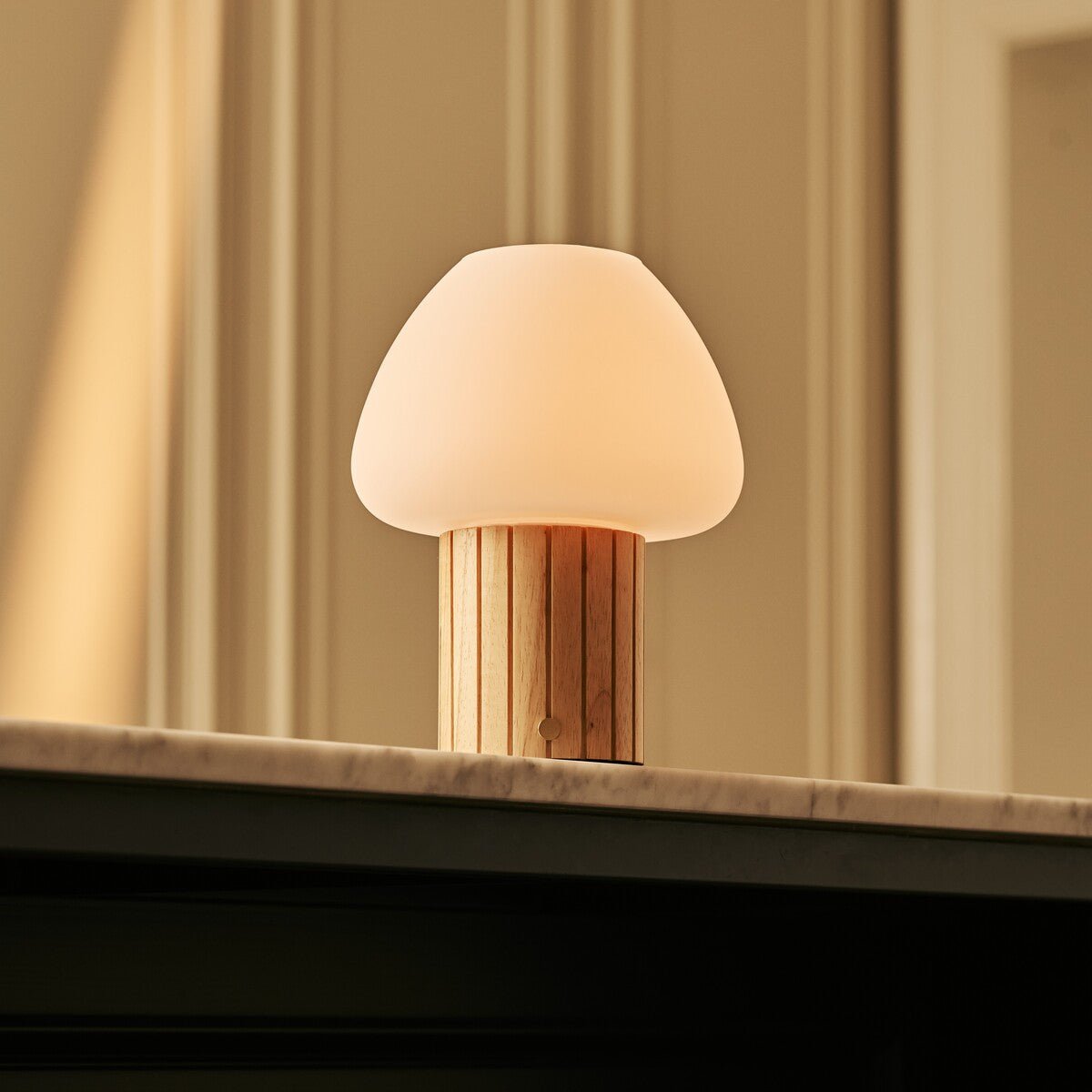 Romée Light Brown Rechargeable Table Lamp | Modular Lampshade, Dimmable & 3 Light Colors