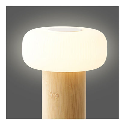 Stafford Table lamp, bamboo/metal/PE, rechargeable, natural, white
