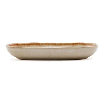 Ceramic Oval Plate – White & Gold Decorative Plate, Small