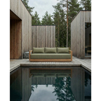 Outdoor Sofa: Green Teak Three Seater - Umalas Alga