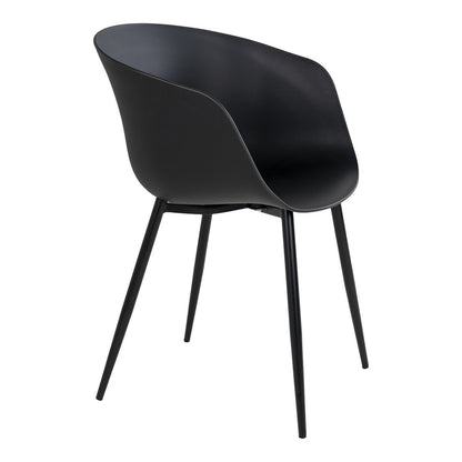 Black Dining Chairs - Modern Steel & PP Set of 2 | Roda