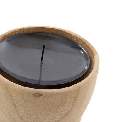 Teak Wood Tea Light Candle Holder – Black Candle Pin