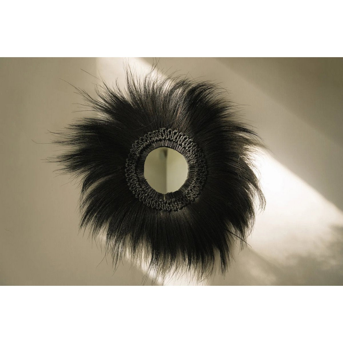 Wall Mirror Rayung Grass – Black Boho Chic Simba Style, Large
