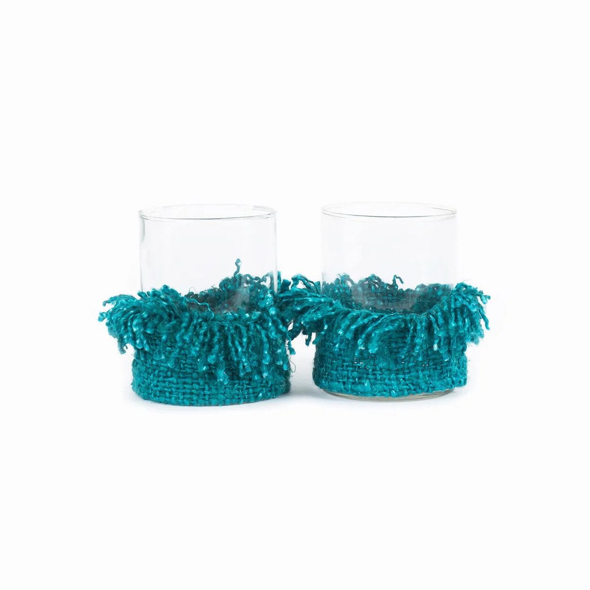 Bazar Bizar Living Eclectic Candle Holder – Unique Texture, L, Aqua