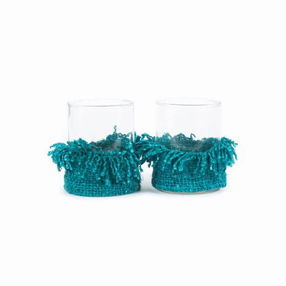 Bazar Bizar Living Eclectic Candle Holder – Unique Texture, L, Aqua