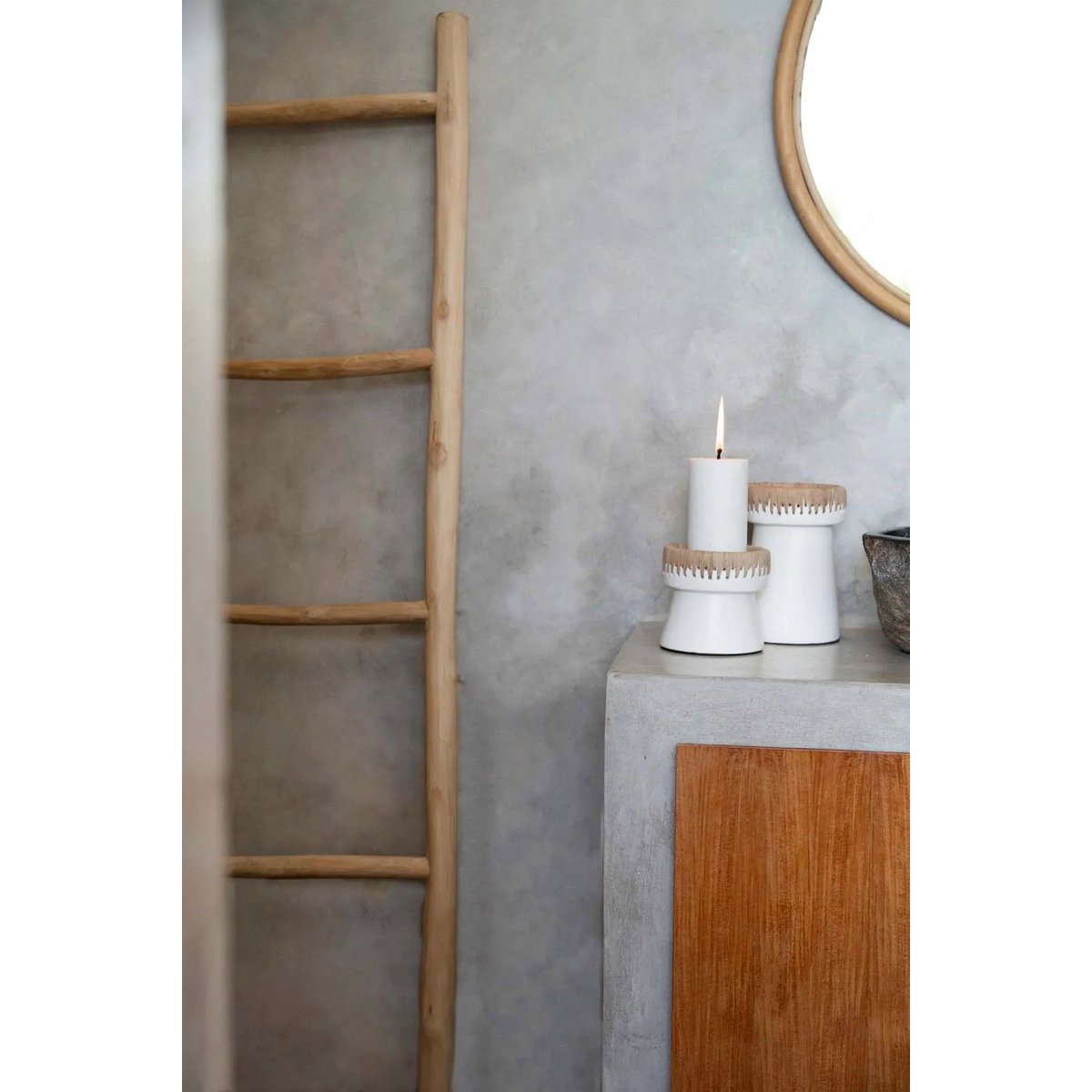 Natural Tea Light Candle Holder – White, Small Pretty Candle Holder