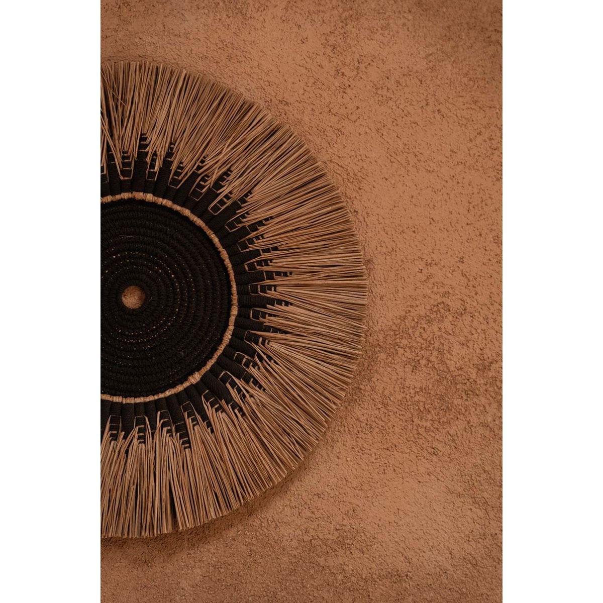 Raffia Macramé Wall Hanging - Black and Natural Wall Decor