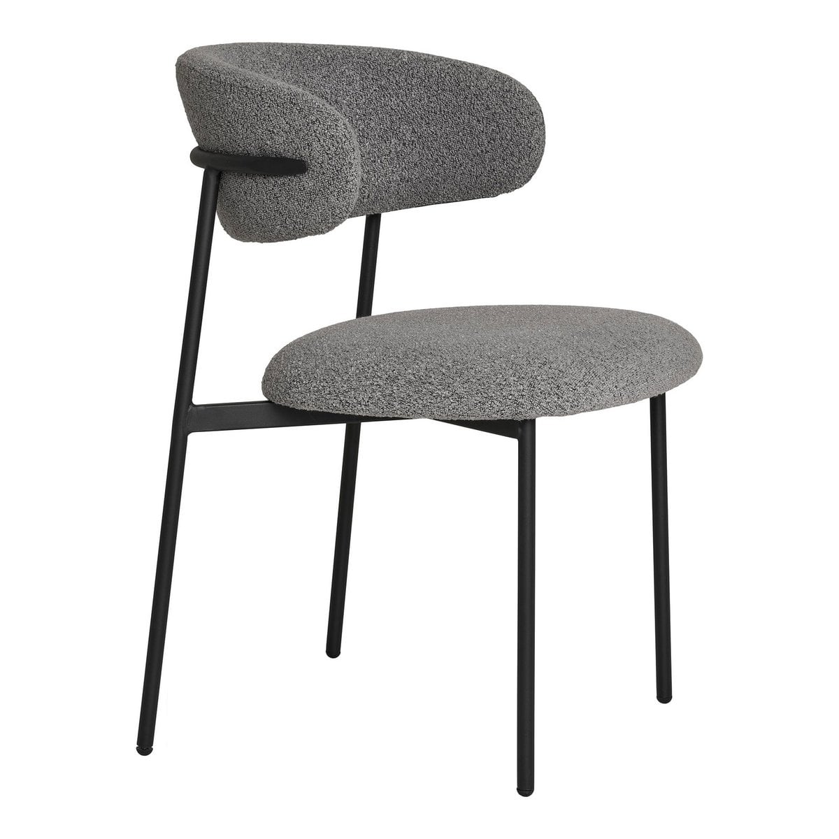 Bouclé Dining Chairs – Light Grey Modern Set of 2, 59cm Wide
